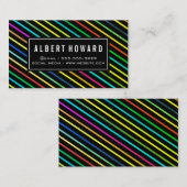 スタイリッシュ線パターン/カラフル 名刺 (正面/裏面)