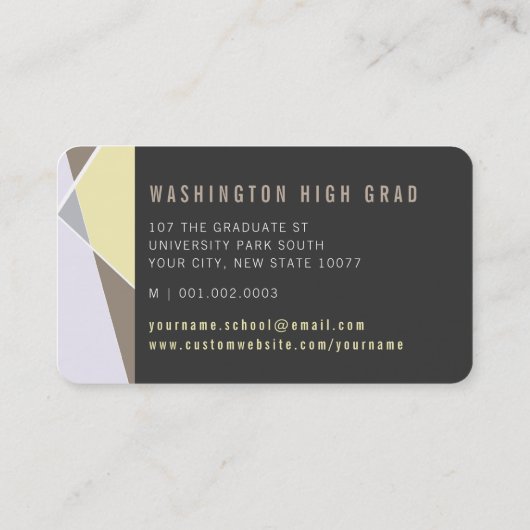 スタイリッシュ線モダン卒業写真連絡 コーリングカード (裏面)