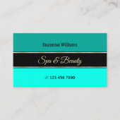 スタイリッシュ縁どティール（緑がかった色）オン黒モダン写真 名刺 (正面)