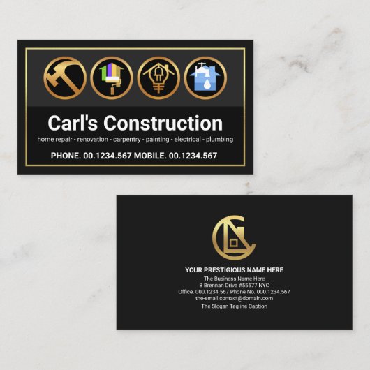 スタイリッシュ縁ど建築 名刺 (正面/裏面)