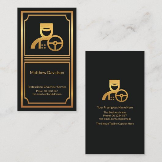 スタイリッシュ縁どFrame Chauffeur Private Driver 名刺 (正面/裏面)