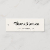 スタイリッシュ署名スクリプトQRコードクリームつるラベル スキニー名刺 (正面)