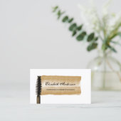 スタイリッシュ美容師エレガント金ゴールドマスカラ 名刺 (スタンド正面)