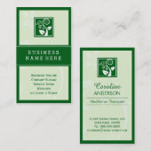 スタイリッシュ自然旋回木の葉の緑の記号 名刺 (正面/裏面)