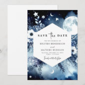 スタイリッシュ自然月結婚月 セーブザデート (正面/裏面)