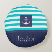 スタイリッシュ航海のいかりデザインカスタム文字 ラウンドクッション (裏面)