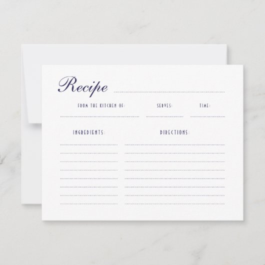 スタイリッシュ航海のブライダルシャワーレシピカード (正面)