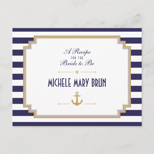 スタイリッシュ航海のブライダルシャワーレシピ ポストカード (正面)