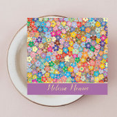 スタイリッシュ花エレガントL金ゴールド手書きスクリプト スクエア名刺