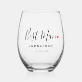 スタイリッシュ花婿介添人結婚ギフト ステムなしワイングラス (正面)