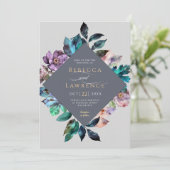 スタイリッシュ花模様灰色結婚式招待状 招待状 (スタンド正面)