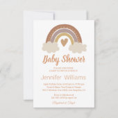 スタイリッシュ茶色かわいい虹のハート赤ちゃんシャワー 招待状 (正面)