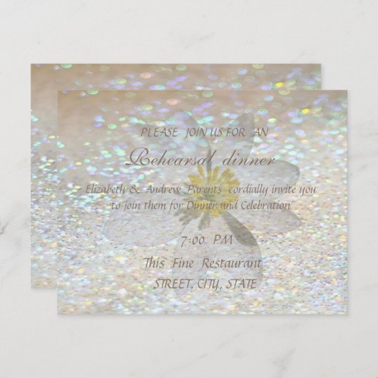 スタイリッシュ華エレガントやかなデイジーリハーサルディナー 招待状 (正面/裏面)