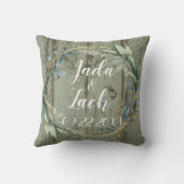 スタイリッシュ葉素朴リース結婚ズ クッション (裏面)