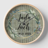 スタイリッシュ葉素朴リース結婚ズ 壁時計 (正面)