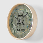 スタイリッシュ葉素朴リース結婚ズ 壁時計 (傾斜)