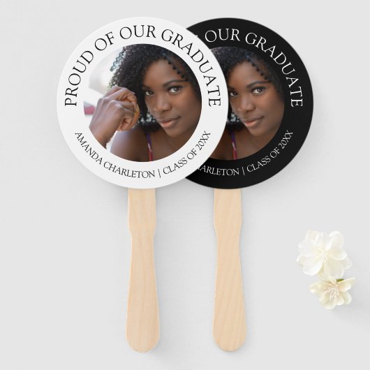 スタイリッシュ誇りを持った卒業生 |写真 ハンドファン (正面&裏面)