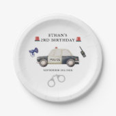 スタイリッシュ警察官の子供の誕生日 ペーパープレート (正面)