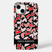 スタイリッシュ赤いハートバレンタインデーパーソナライズされた Case-Mate iPhoneケース (裏面)