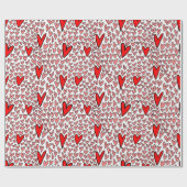 スタイリッシュ赤いハートパターンバレンタイン ラッピングペーパー (フラット)