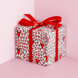 スタイリッシュ赤いハートパターンバレンタイン ラッピングペーパー