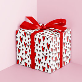 スタイリッシュ赤いハートパターンバレンタイン ラッピングペーパー