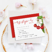 スタイリッシュ赤と白かわいらしさくらんぼ結婚s 出欠カード