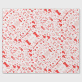 スタイリッシュ赤と白クリスマス包装紙 ラッピングペーパー (フラット)