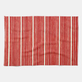 スタイリッシュ赤と白ストライプフェスティバル キッチンタオル (横)