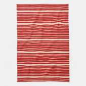 スタイリッシュ赤と白ストライプフェスティバル キッチンタオル (縦)