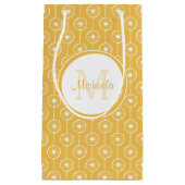 スタイリッシュ赤と白ハートモノグラム スモールペーパーバッグ (正面)