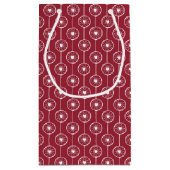 スタイリッシュ赤と白ハートモノグラム スモールペーパーバッグ (裏面)