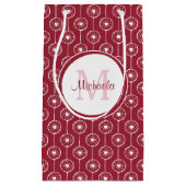 スタイリッシュ赤と白ハートモノグラム スモールペーパーバッグ (正面)