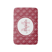 スタイリッシュ赤と白ハートモノグラム バスマット (正面縦)