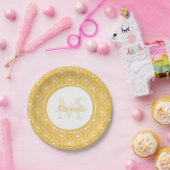 スタイリッシュ赤と白ハートモノグラム ペーパープレート (パーティー)