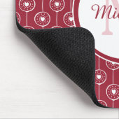 スタイリッシュ赤と白ハートモノグラム マウスパッド (コーナー)