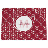 スタイリッシュ赤と白ハートモノグラム ラージペーパーバッグ (正面)