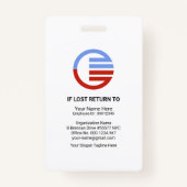 スタイリッシュ赤シンプルの写真テンプレートスタッフID バッジ (裏面)