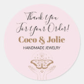 スタイリッシュ赤面カスタムピンク神秘的なロゴありがとう ラウンドシール (正面)