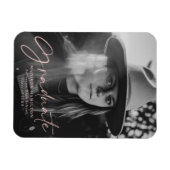 スタイリッシュ赤面スクリプト卒業発表写真 マグネット (横)