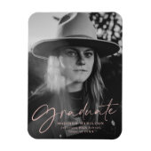 スタイリッシュ赤面スクリプト卒業発表写真 マグネット (縦)