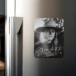 スタイリッシュ赤面スクリプト卒業発表写真 マグネット