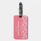 スタイリッシュ赤面ピンクガーリー熱帯春の花 ラゲッジタグ (裏面縦)
