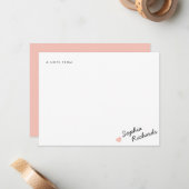 スタイリッシュ赤面ピンクフェミニンハート文具 ノートカード (正面/裏面インサイチュ)