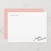 スタイリッシュ赤面ピンクフェミニンハート文具 ノートカード (正面/裏面)