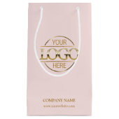 スタイリッシュ赤面ピンク企業の会社のロゴ スモールペーパーバッグ (正面)