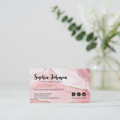 スタイリッシュ赤面ピンク金ゴールドグリッターアゲート 名刺 (スタンド正面)