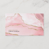 スタイリッシュ赤面ピンク金ゴールドグリッターアゲート 名刺 (裏面)