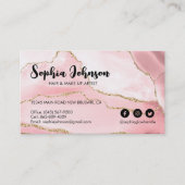 スタイリッシュ赤面ピンク金ゴールドグリッターアゲート 名刺 (正面)