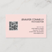 スタイリッシュ赤面ピンクQRコード付き名刺 名刺 (裏面)